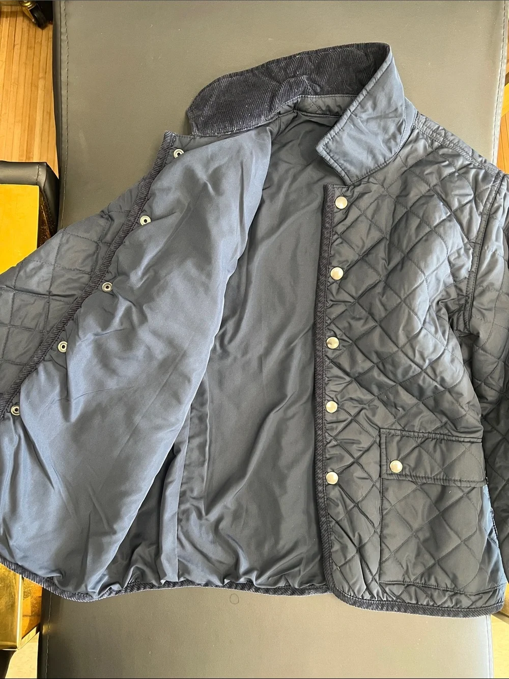 Quilted Navy Snap-Front Jacket
